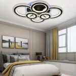 Lustra LED Cu Telecomanda, Elit's Cristal, 4-2 Cercuri, Negru, 240 W, RGB