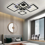 Lustra LED Cu Telecomanda, Elit's Cristal, 2-2Patrate, Negru, 168W, RGB