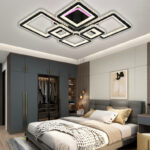 Lustra LED Cu Telecomanda, Elit's Cristal, 4-2 Patrate, Negru, 292 W, RGB