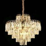 Candelabru Cristal, Elit's EsnH2031-500, T8 X E27, Auriu, 50 cm