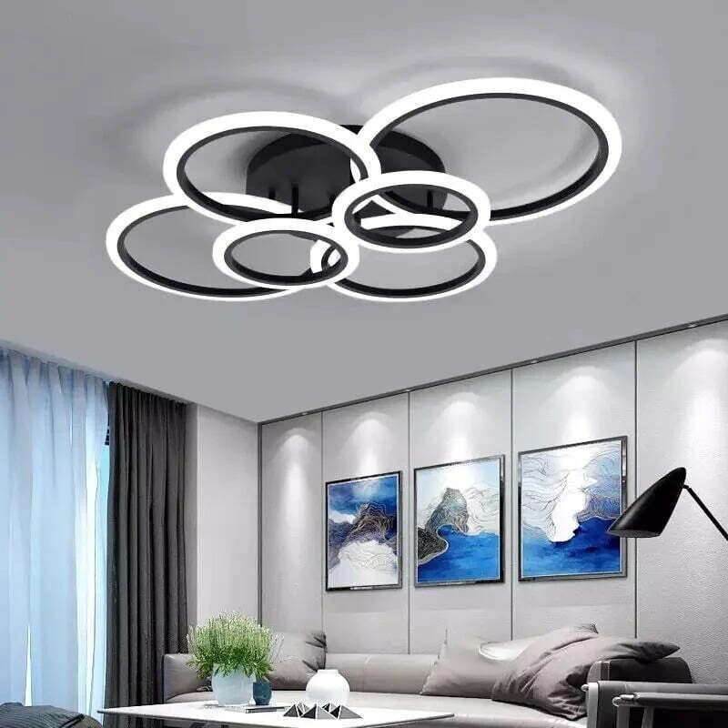 EsnK38202222C620cercuri Lustra Led Cu Telecomanda, EsnK38 2+2+2,6 cercuri, 160w, 80 cm - imagine 1