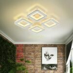 Lustra LED Cu Telecomanda, Elit's Cristal, 4 Patrate, Alb, 180 W, RGB
