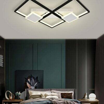 Lustra LED Cu Telecomanda, Elit's Esn R9059 S2 r, Intensitate Reglabila, 120W, Alb Negru