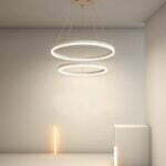 Lustra LED Tip Pendul , Model F310/2, Cu Telecomanda, 3 Tipuri De Lumina, Inaltime Reglabila, 120W, Alb