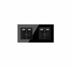 Priza dubla Elit'S cu doua porturi usb 2.1 A ,Rama sticla,16A/250v/IP20 ,Protectie copii,8911Fkb