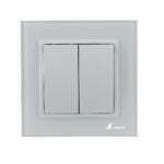Intrerupator Dublu Elit'S, Rama Sticla,10A,IP20, Sf8002 fkw,Rama Sticla, Alb