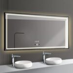 Oglinda Baie Led Cu Senzor De Miscare, 100x65cm, Rama Negru Mat, Led Touch , EVDJ31