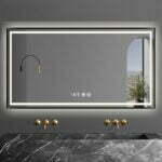 Oglinda LED și Touch cu Funcție de Dezaburire, 120x80cm, Elit's, EsnJ47, Rama Neagră