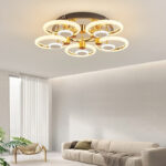 Lustra Led Cu Telecomanda, Elit's, Opal C, 150 w Intensitate Reglabila, Gold - imagine 3