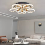 Lustra Led Cu Telecomanda, Elit's, Opal C, 150 w Intensitate Reglabila, Gold - imagine 4