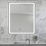 Oglindă Baie LED și Dezaburire Elit's Premium cu Senzor Touch, Lumina Rece, Caldă și Neutră, 60x100cm, cu rama Negru Antichizat, Ceas - imagine 2