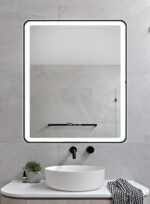 Oglindă Baie LED și Dezaburire Elit's Premium cu Senzor Touch, Lumina Rece, Caldă și Neutră, 60x100cm, cu rama Negru Antichizat, Ceas - imagine 5