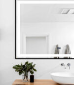 Oglindă Baie LED și Dezaburire Elit's Premium cu Senzor Touch, Lumina Rece, Caldă și Neutră, 120x80 cm, cu rama Negru Antichizat, Ceas - imagine 7
