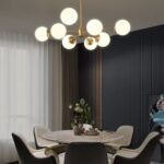 Lustra led Lor Abajur sticla 8 X E27, Gold
