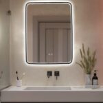 Oglindă Baie LED și Dezaburire Premium cu Senzor Touch, Lumina Rece, Caldă și Neutră, 60x80cm, Rama Negru Antichizat