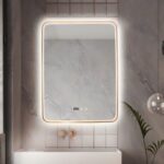 Oglindă Baie LED și Dezaburire Premium cu Senzor Touch, Lumina Rece, Caldă și Neutră, 60x80cm, Rama Bronz Antichizat