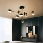 Lustra LED Cu Telecomanda Zelma, 3 Tipuri De Lumina, 55W, Negru/Auriu
