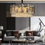 Candelabru de cristal Elisa, 50cm, culoare aurie