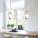 Lustră pendul cu glob alb, Gold 40cm