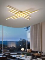 Lustra LED Holly Two, Cu Telecomanda, 3 Tipuri De Lumina, Intensitate Reglabila, 146W, Gold - imagine 2