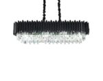 Candelabru Cristal, 8 X E27, Negru, 80x30cm - imagine 2