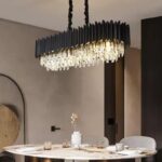 Candelabru Cristal, 8 X E27, Negru, 80x30cm
