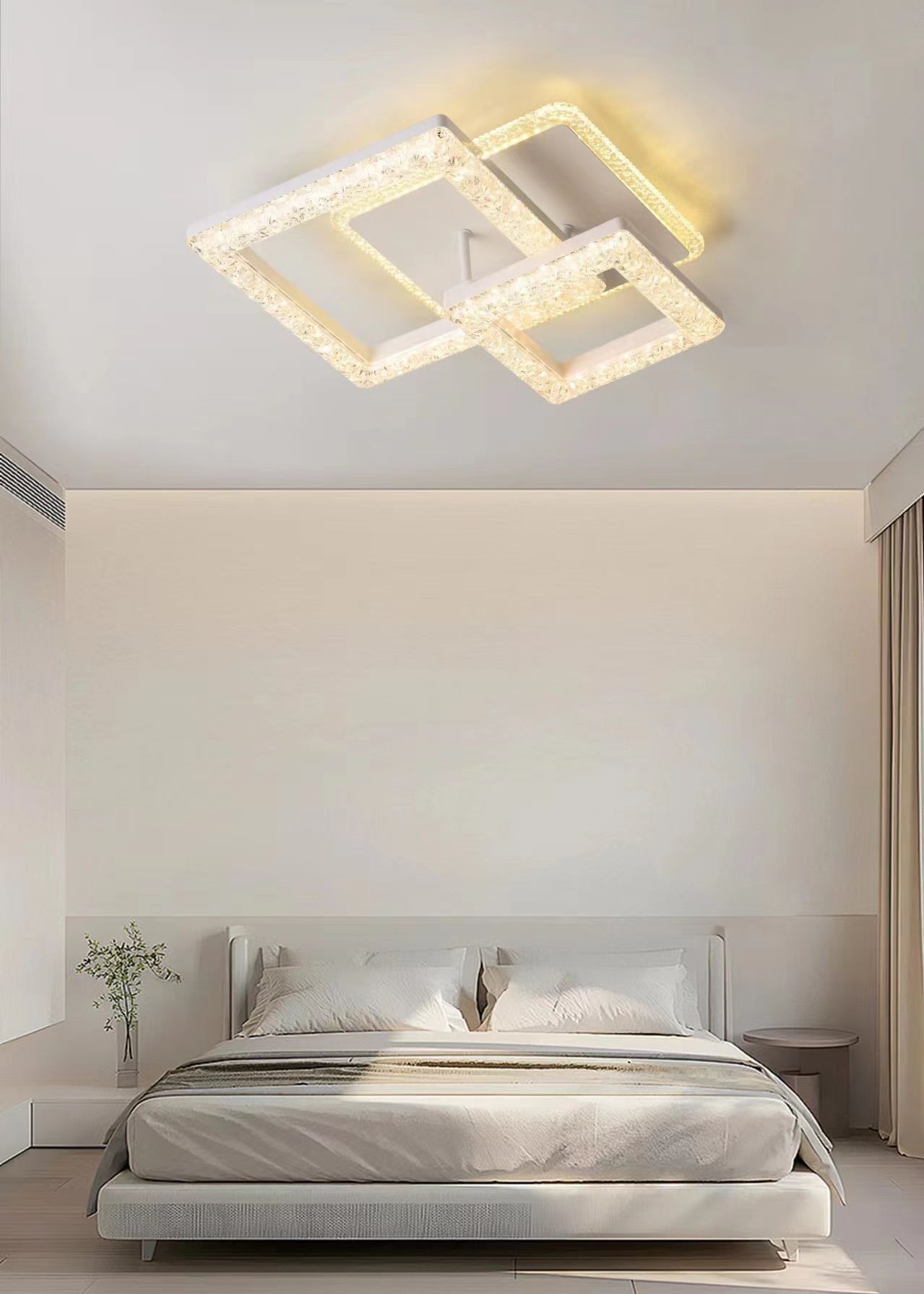 Untitled (76) Lustra LED Cristal cu telecomanda, 2 patrate - imagine 1