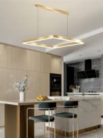 Lustra LED Suspendata Cu Telecomanda, 3 Tipuri De Lumina, Inaltime Reglabila, 39W, Auriu - imagine 2