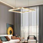 Lustra LED Suspendata Cu Telecomanda, 3 Tipuri De Lumina, Inaltime Reglabila, 39W, Auriu