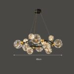 Lustra suspendata, 12 globuri, negru - imagine 2