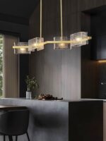 Lustra dining Zarra, Suspendata, 4 becuri, Auriu