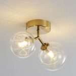Lustra cu doua globuri transparente, auriu