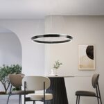 Lustra LED Suspendata Cu Telecomanda, 3 Tipuri De Lumina, Inaltime Reglabila, 160W, Negru