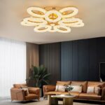 Lustra LED Cu Telecomanda, 3 Tipuri De Lumina, Intensitate Reglabila, 200W, Auriu - imagine 4