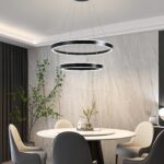 Lustra LED Suspendata Cu Telecomanda, 3 Tipuri De Lumina, Inaltime Reglabila, 240W, Negru
