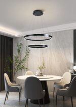 Lustra LED Suspendata Cu Telecomanda, 3 Tipuri De Lumina, Inaltime Reglabila, 240W, Negru