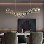 Lustra dining cu 9 globuri fumurii