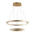 Lustra LED Suspendata Cu Telecomanda, 3 Tipuri De Lumina, Inaltime Reglabila, 240W, Auriu - imagine 2
