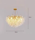 Candelabru Eva Cristal,6 Becuri E14, 60cm, Auriu - imagine 4