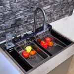 Chiuveta Bucatarie Multifunctionala cu LED, Inox, Gri Inchis–Negru, EVD 75×45 cm - imagine 8