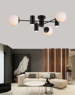 Lustra Cu LED Si 3 Globuri, Negru - imagine 2