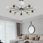 Lustra Cu LED Si 5 Globuri, Auriu Cu Negru