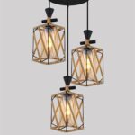 Pendul Rustic cu Abajuri, 3 x E27, Inaltime Reglabila, Negru