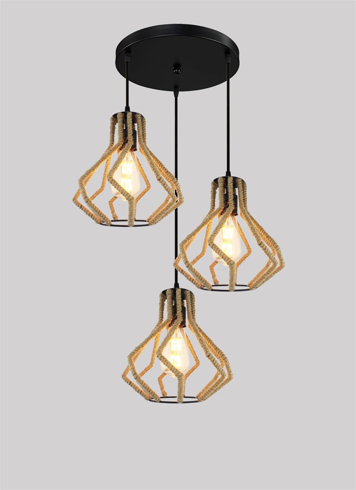 4_23c57eea-a020-44b5-b6de-2a4589 Pendul Rustic, 3 X E27, Inaltime Reglabila, Negru - imagine 1