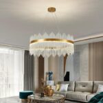 Candelabru Textura Cristal, Metal, 64W, Auriu