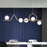 Lustra Dining Suspendata, 5 Globuri, Auriu