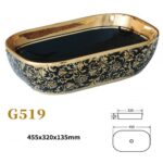 Lavoar Ceramic Premium, Oval Gold -Negru,46cm - imagine 2