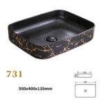 Lavoar Ceramic Premium, Dreptunghiular Gold -Negru,50x40cm - imagine 2