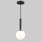 Pendul cu Abajur, 1 X E27, Inaltime Reglabila, Negru - imagine 2