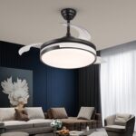 Lustră LED cu Ventilator Retractabil, 3 Tonuri de Lumină, Motor Cupru, Temporizare și Telecomandă, Negru